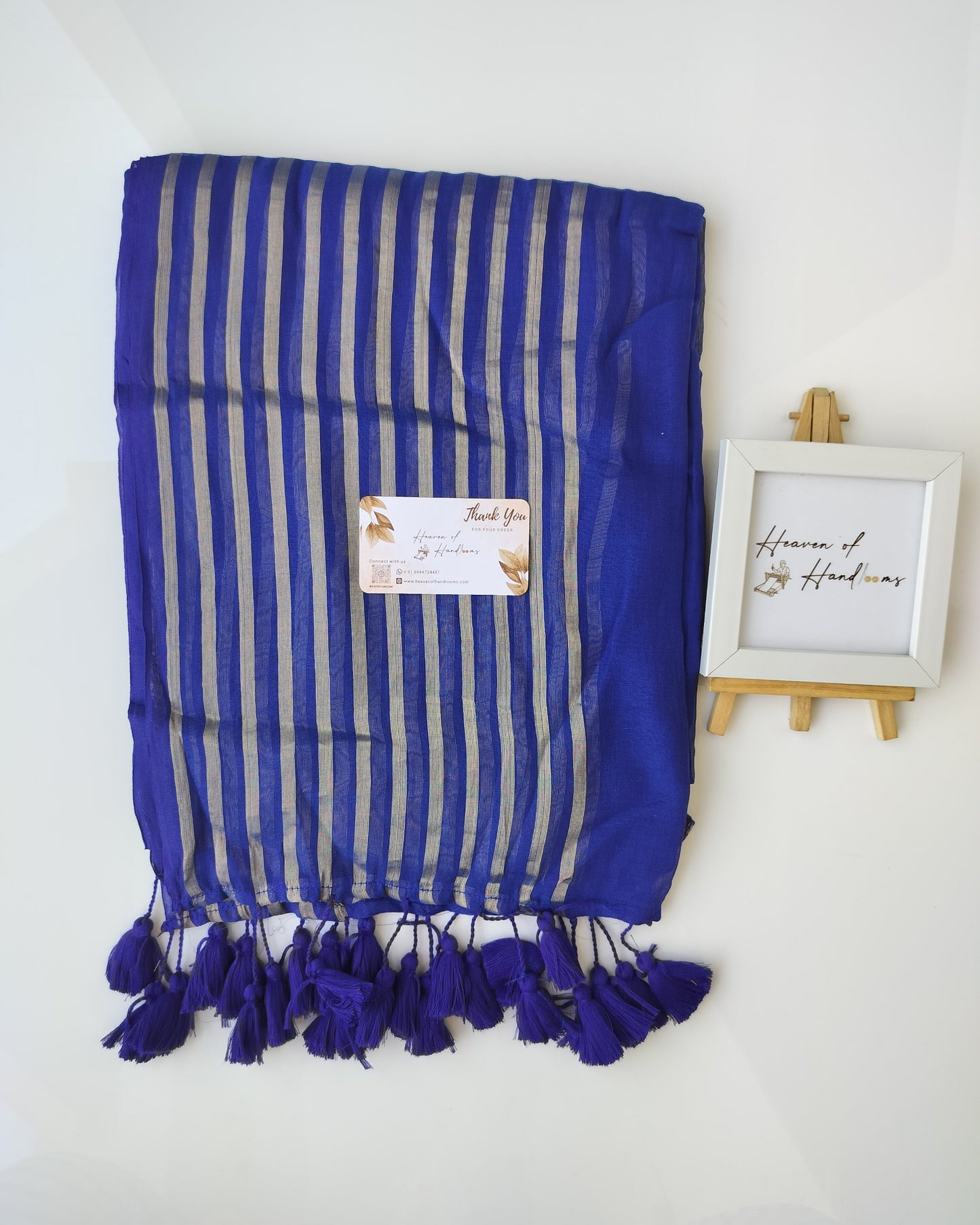 Festive Saree - Blue Pop Line Zari