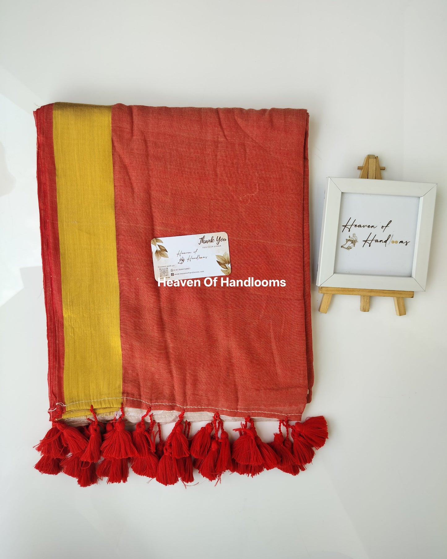 Onam-Vishu Saree - Umber and Cream with Golden Border