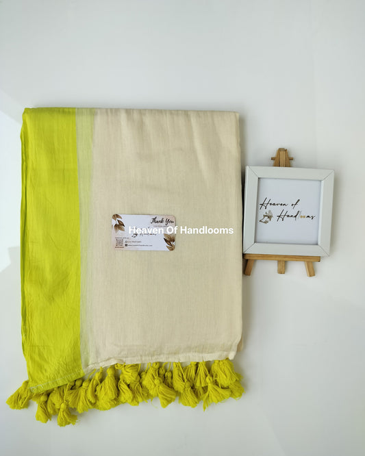 Onam-Vishu Saree -  Lemon Yellow Border