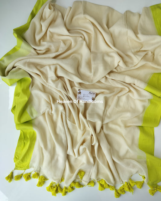Onam-Vishu Saree -  Lemon Yellow Border