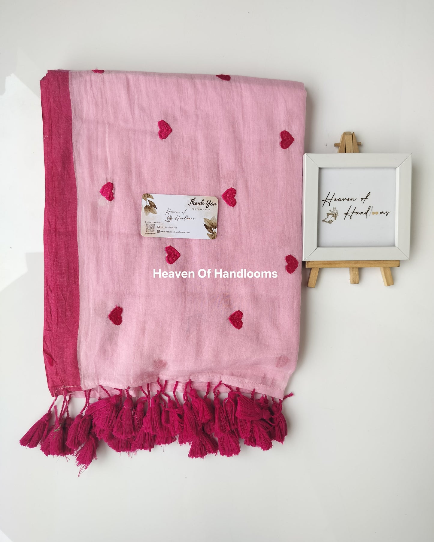 Embroidery Saree - Pink Heart