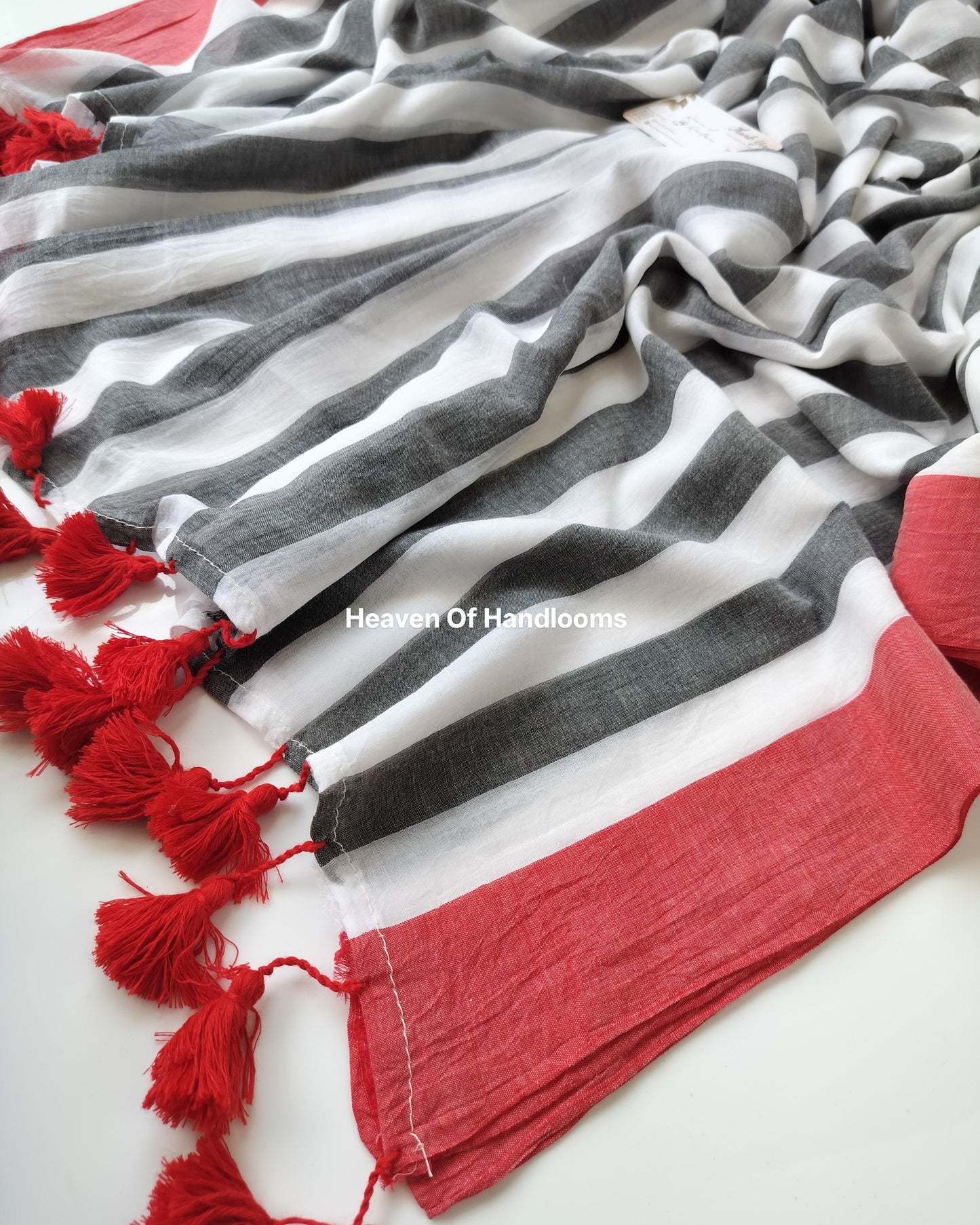 Corporate Choice  -  Black and White Stripe with Coral Red Border