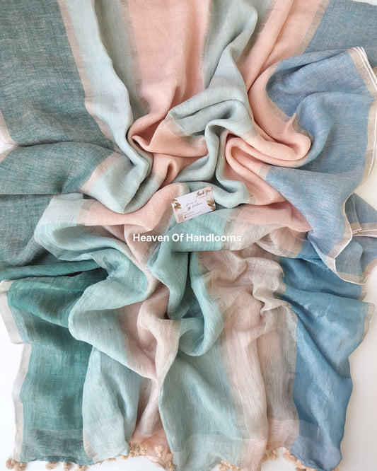Linen by Linen - Pastel Stripe with Peach Tassels