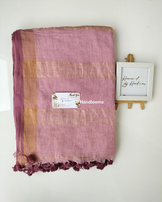 Linen by Linen - Rose Linen with Gold Border