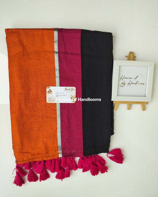 Festive Saree - Black Sliver Sandal Border