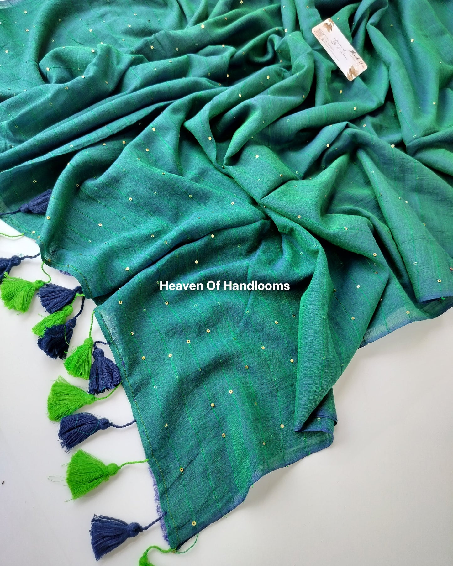 Contemporary Saree - Peacock Green Jonaki