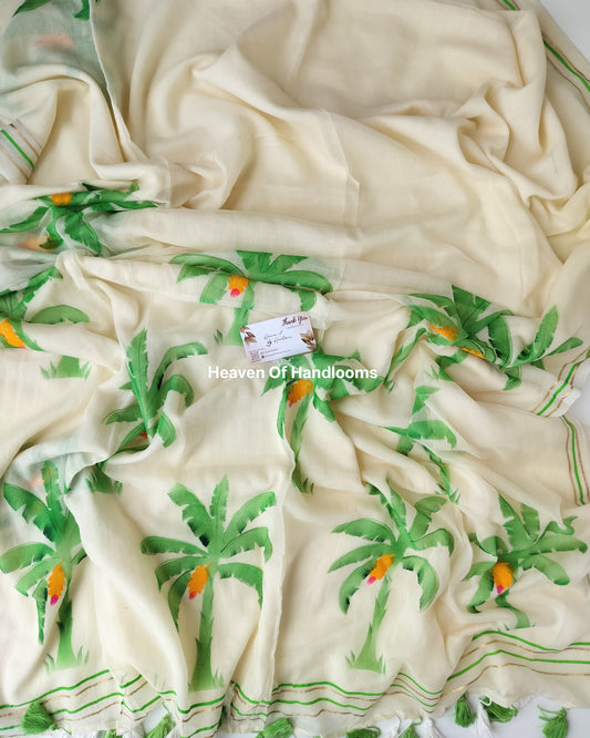 Onam-Vishu Saree - Beige with Banana Tree