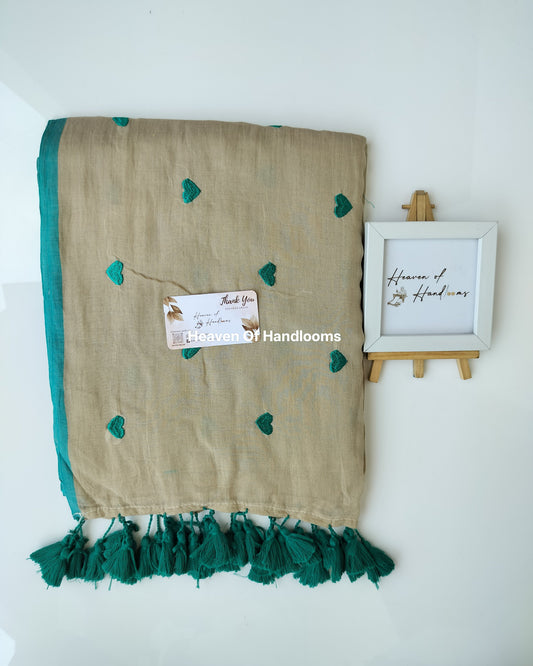 Embroidery Saree - Teal Heart