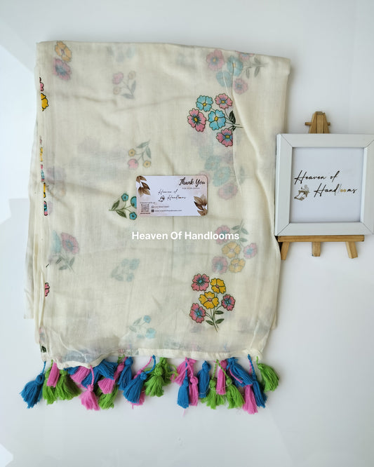 Printed Saree - Multi Color Flower