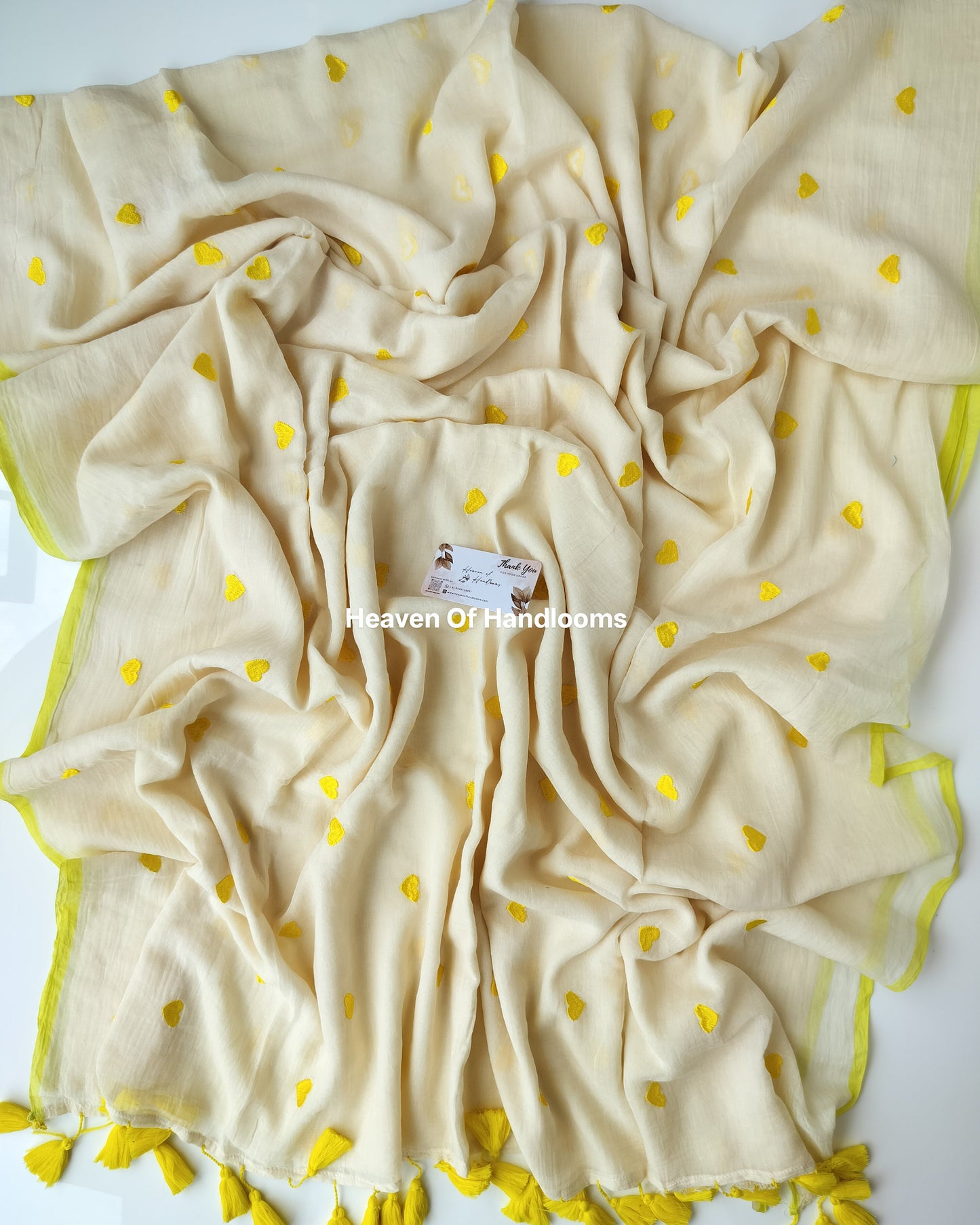 Embroidery Saree - Yellow Heart