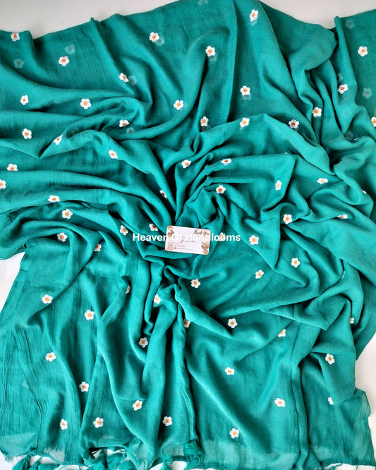 Embroidery Saree -  Sea Green Blossom