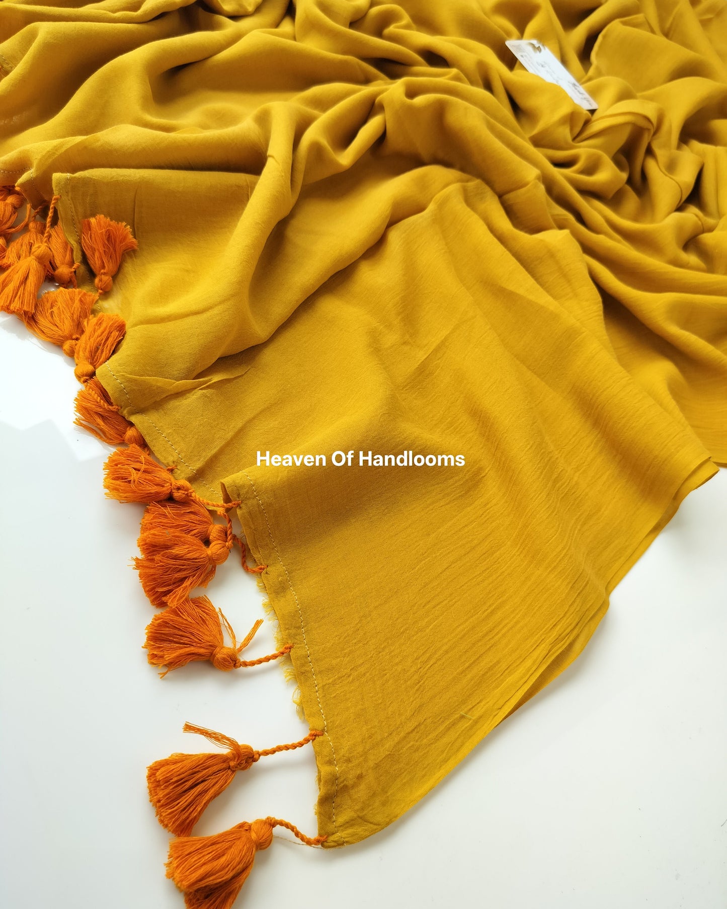 Plain Mul Saree - Mustard Yellow