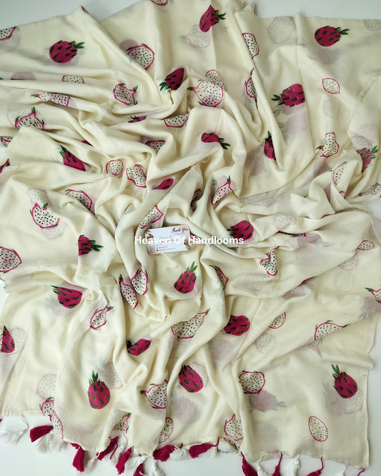 Printed Saree - Dragon Fruit