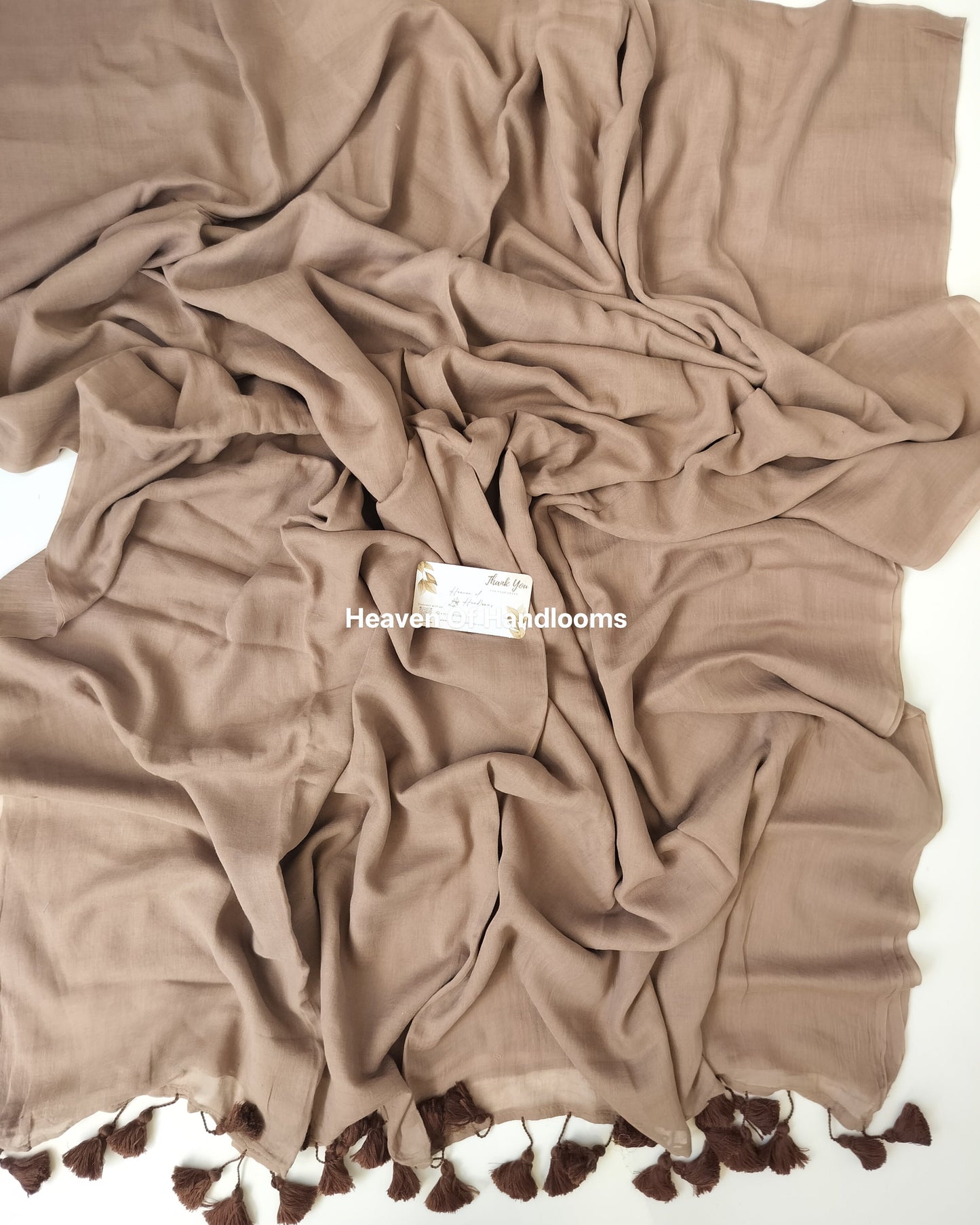 Plain Mul Saree - Coffee Brown