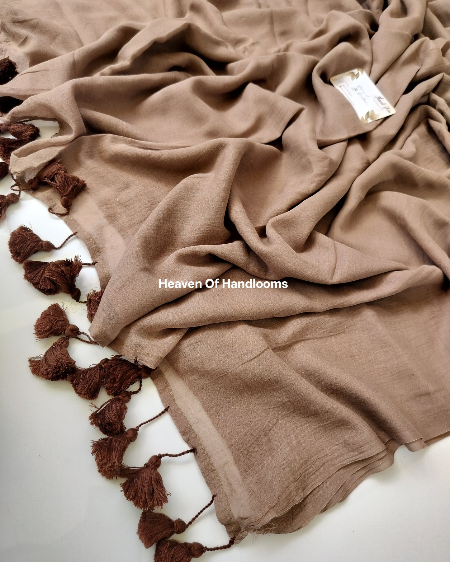 Plain Mul Saree - Coffee Brown
