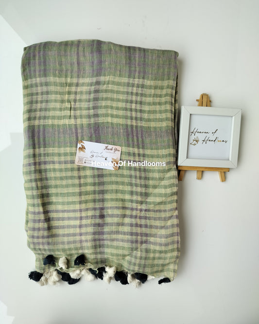 Linen by Linen - Grey and Muted Green Check