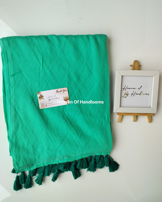 Plain Mul Saree - Seafoam Green