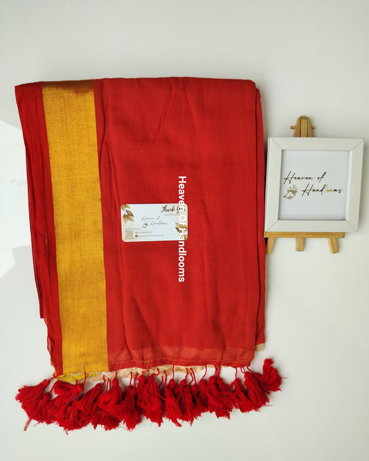 Onam-Vishu Saree - Red Tie dye