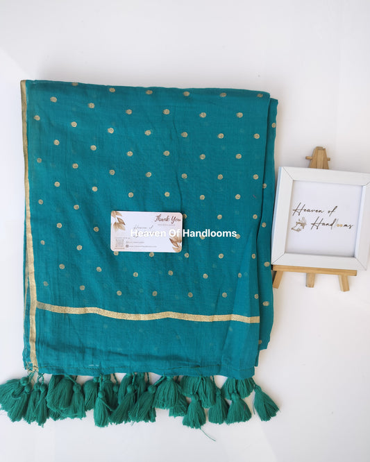 Printed Sarees  - Tropical Teal Polka Dot