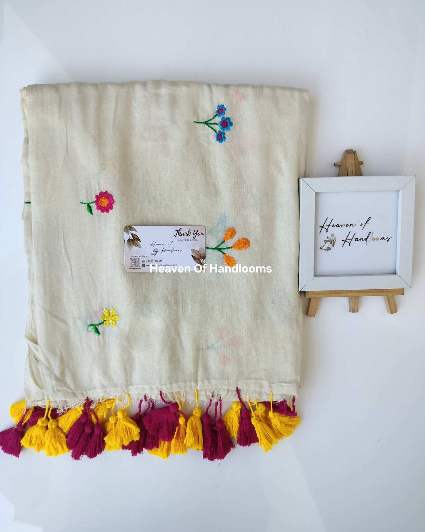 Onam-Vishu Saree - Off White Flower