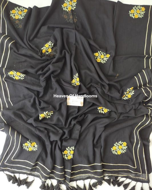 Festive Saree - Designer Black Floral