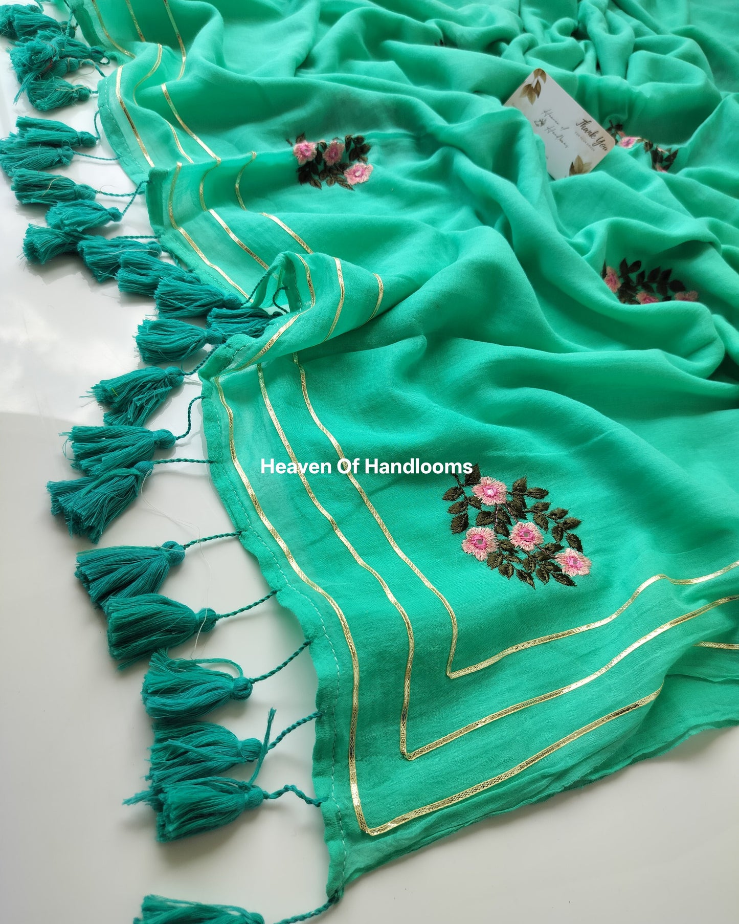 Festive Saree - Designer Teal Floral