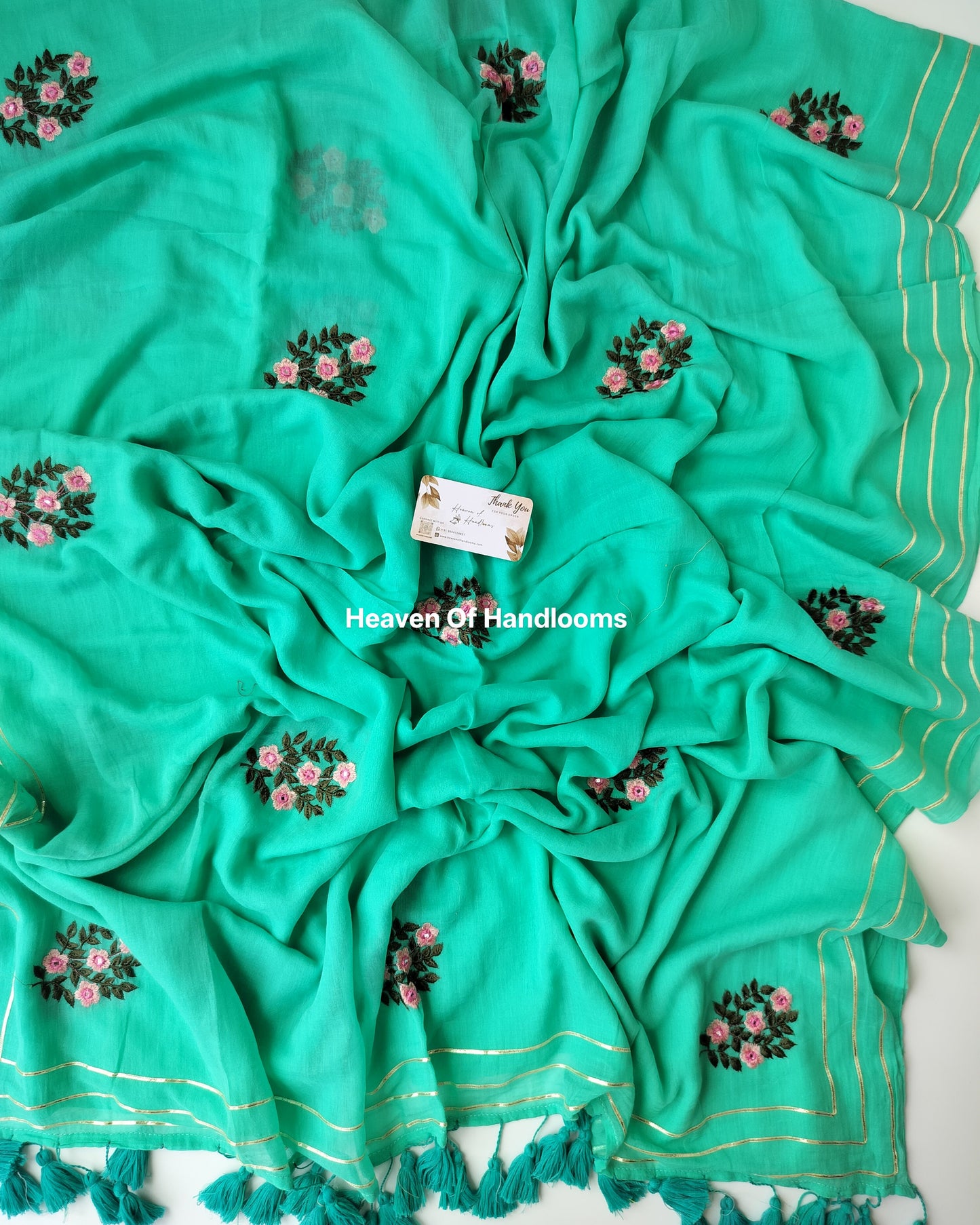 Festive Saree - Designer Teal Floral