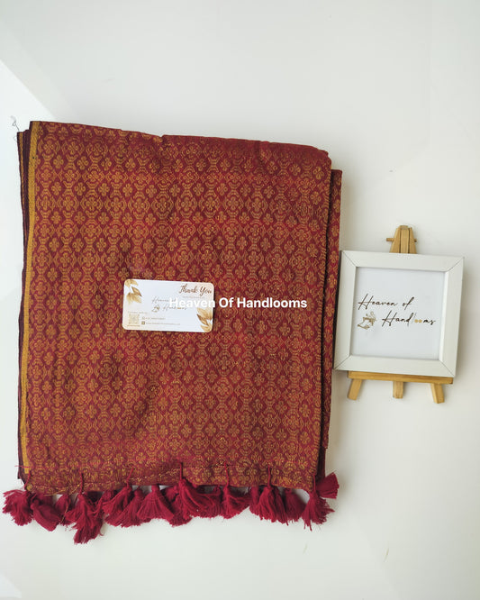 Festive Saree - Vintage Maroon Jacquard Zari