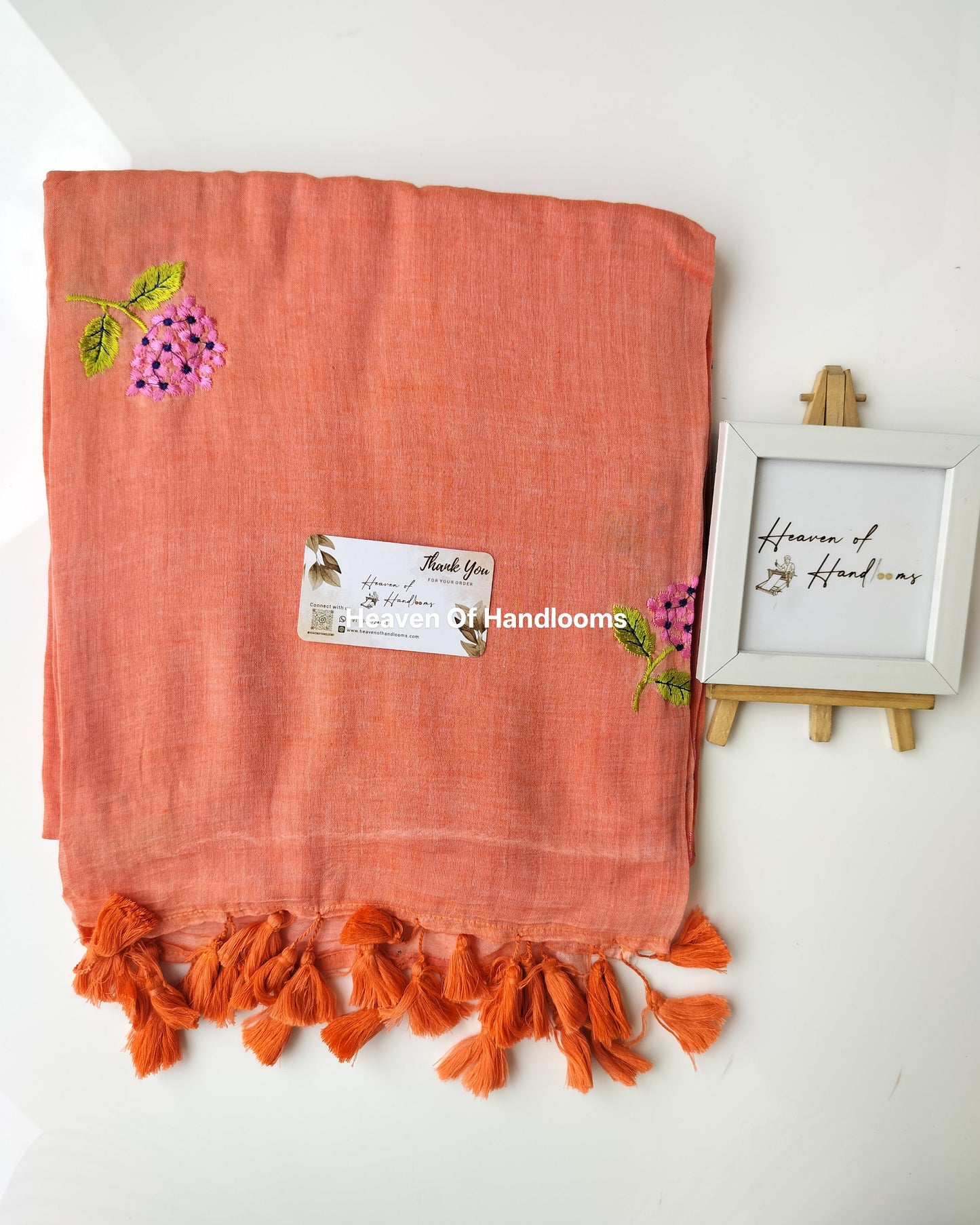Embroidery Saree - Muted Orange Alyssum