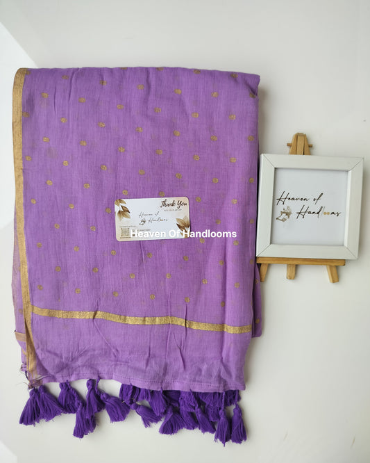 Printed Saree - Lavender Polka Dot