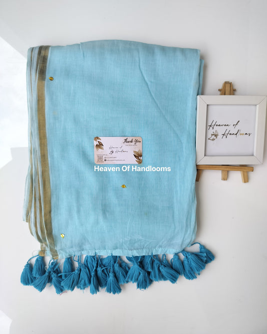 Festive Saree -  Sky Blue Zari Gini