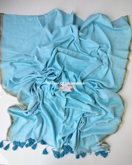 Festive Saree -  Sky Blue Zari Gini