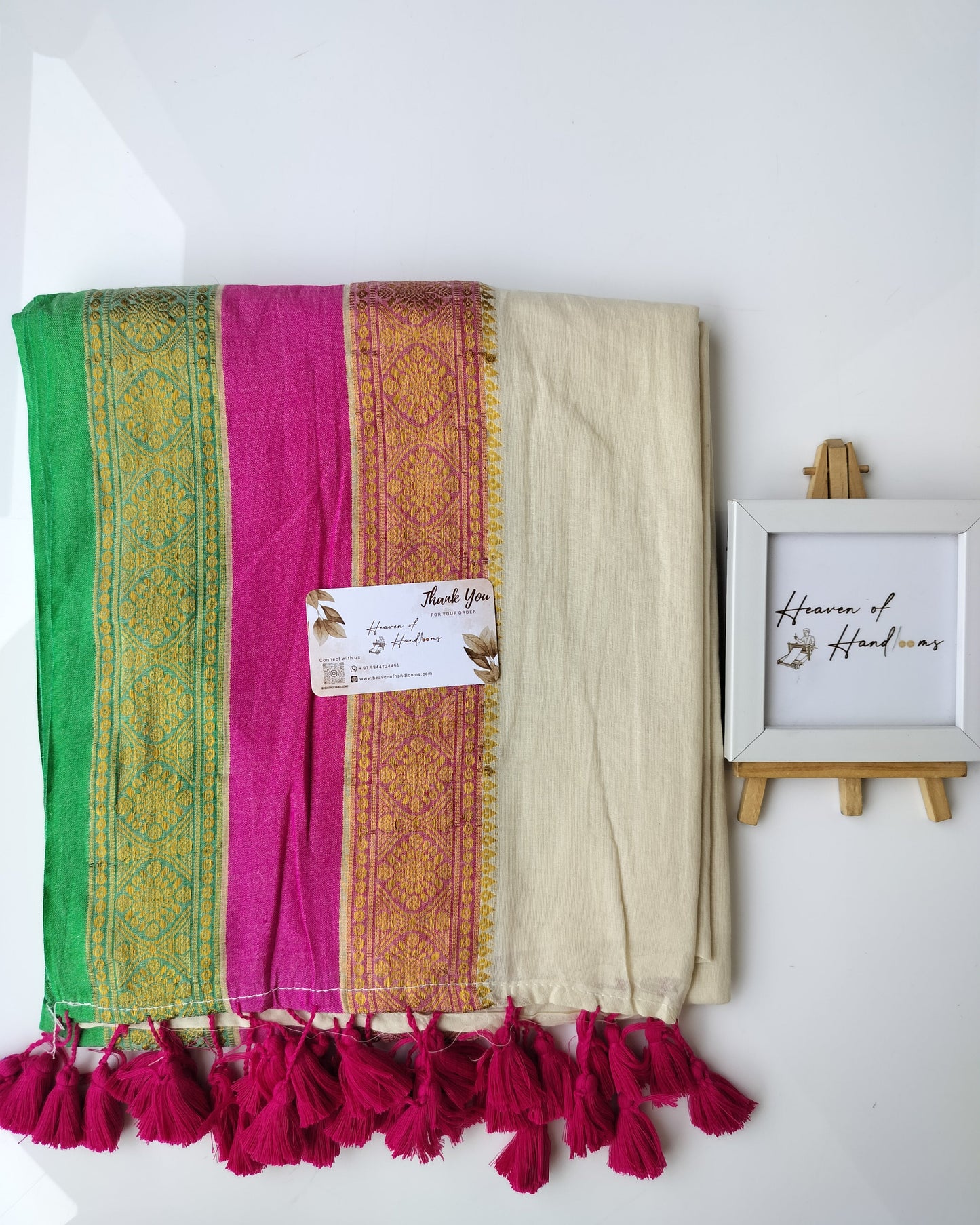 Onam-Vishu Saree - Beige Rettapatta Border