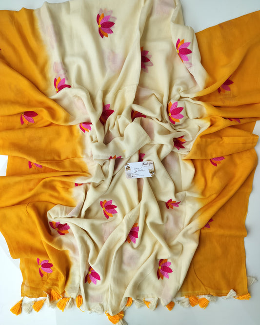 Embroidery Saree - Tie & Dye Lotus