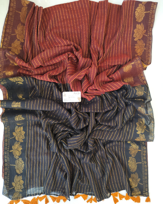 Festive Saree - Black Lotus Border