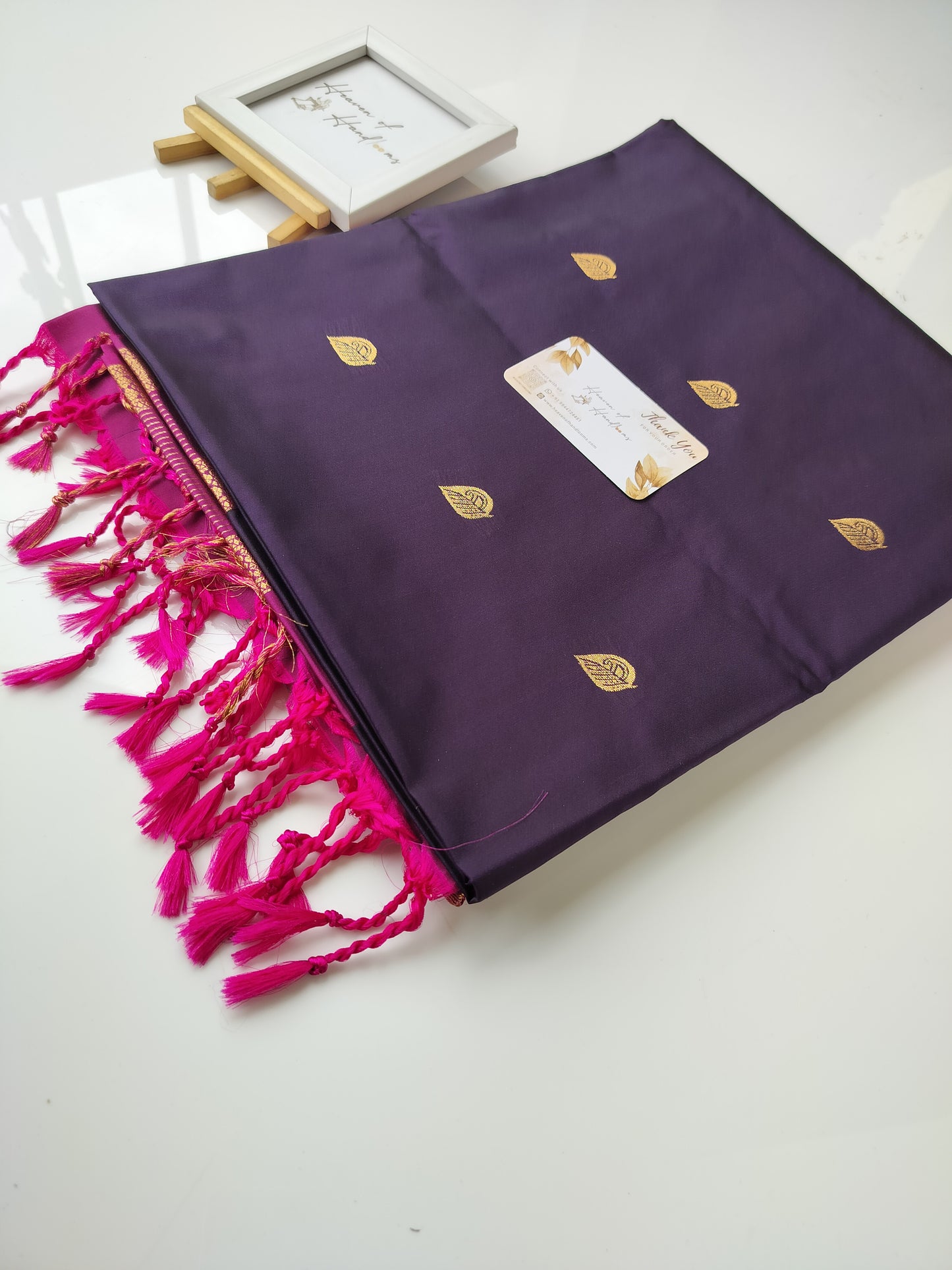 Vegan Silk Saree - Plum leaf