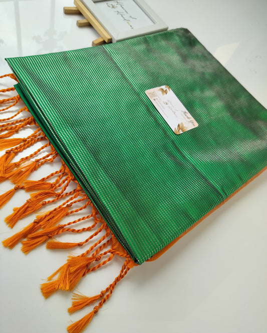 Vegan Silk Saree - Green Vairaoosi