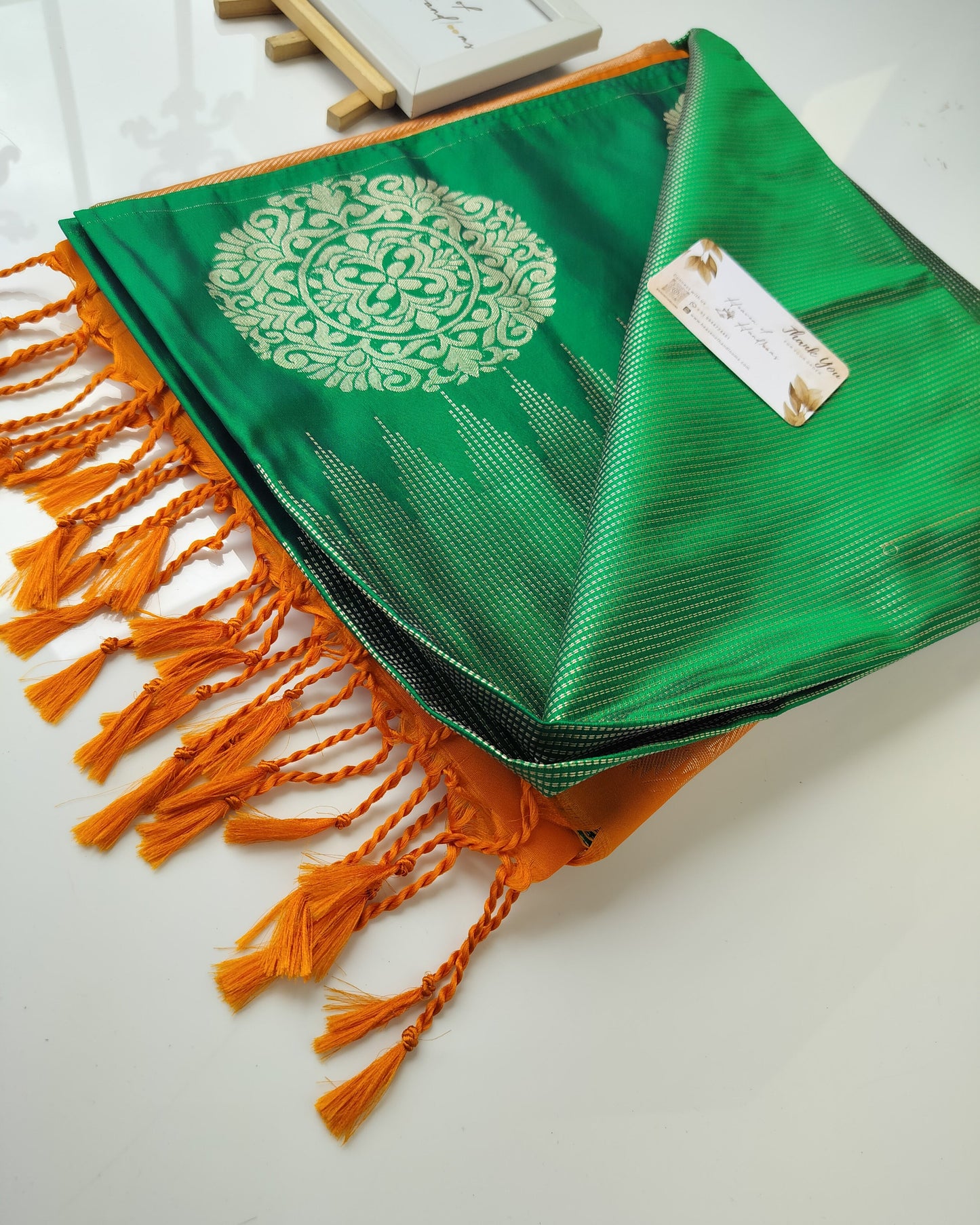 Vegan Silk Saree - Green Vairaoosi