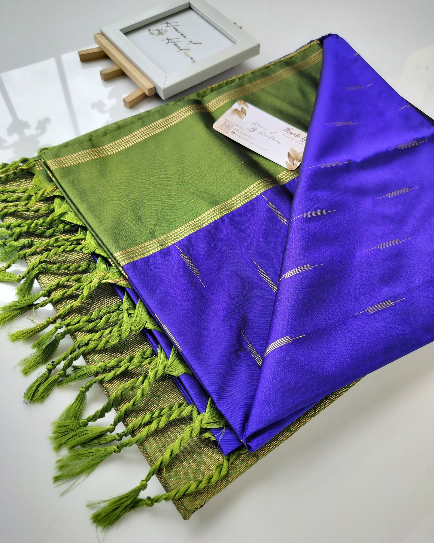 Vegan Silk Saree - Royal Blue RettaPet Border