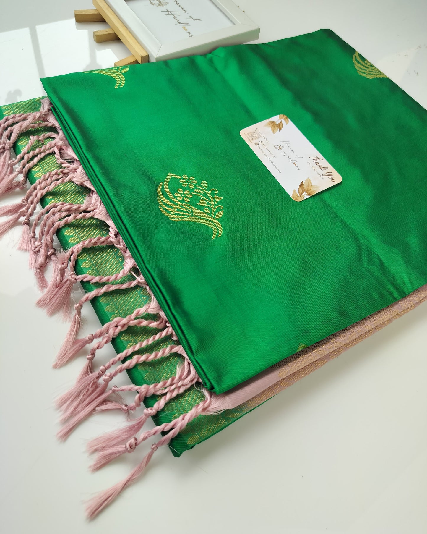 Vegan Silk Saree - Leaf Green