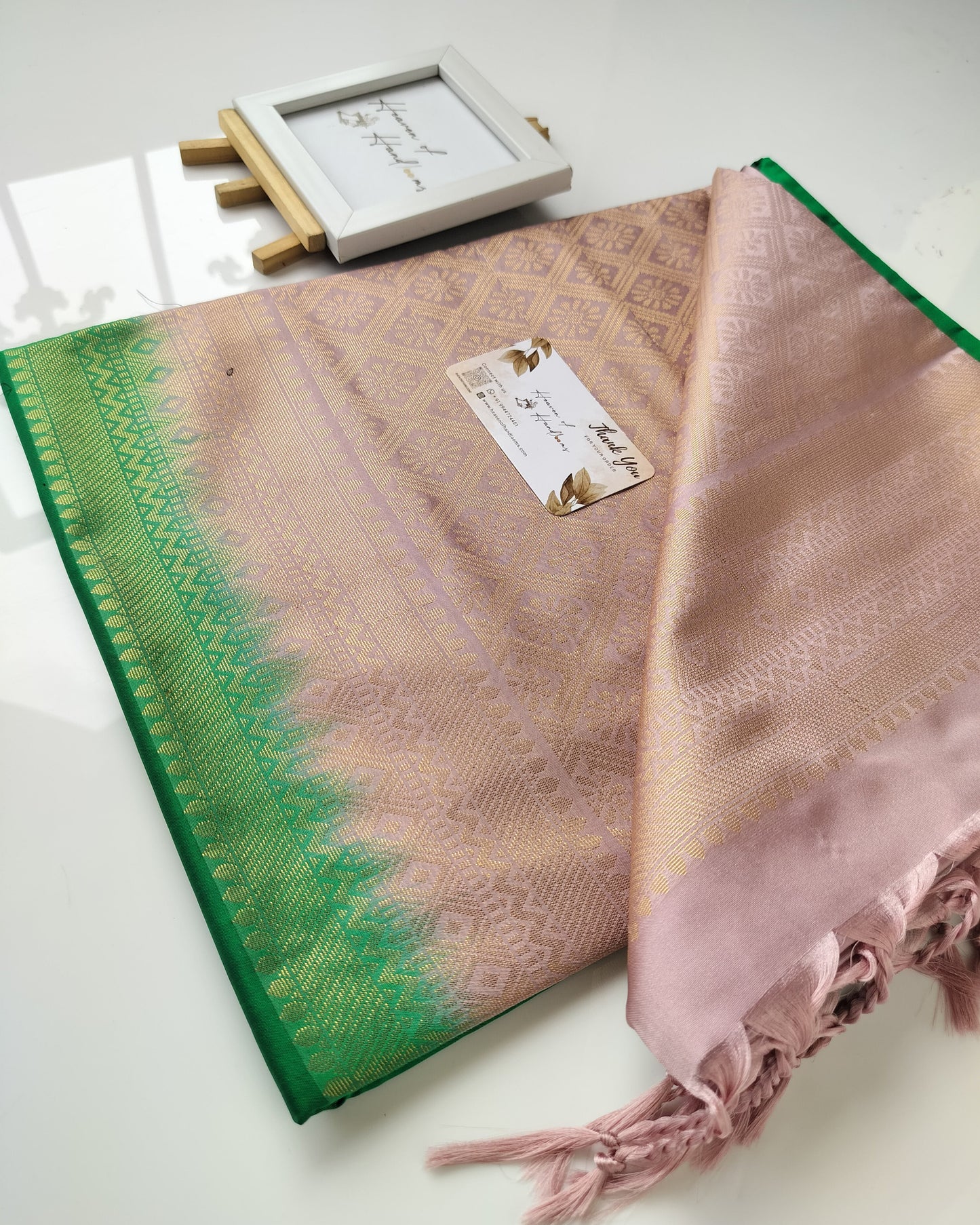 Vegan Silk Saree - Leaf Green