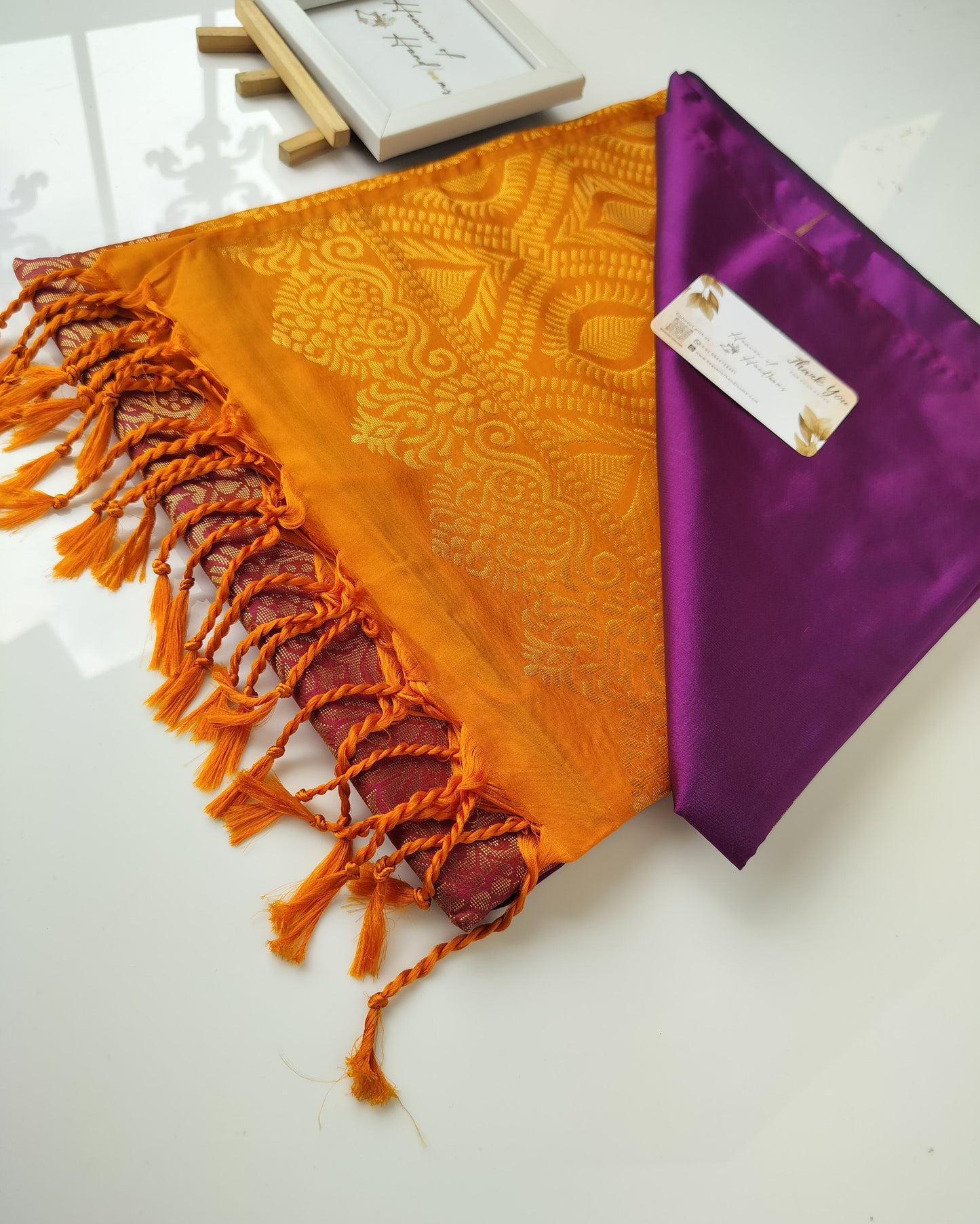 Vegan Silk Saree - Dark Purple Poo Butta