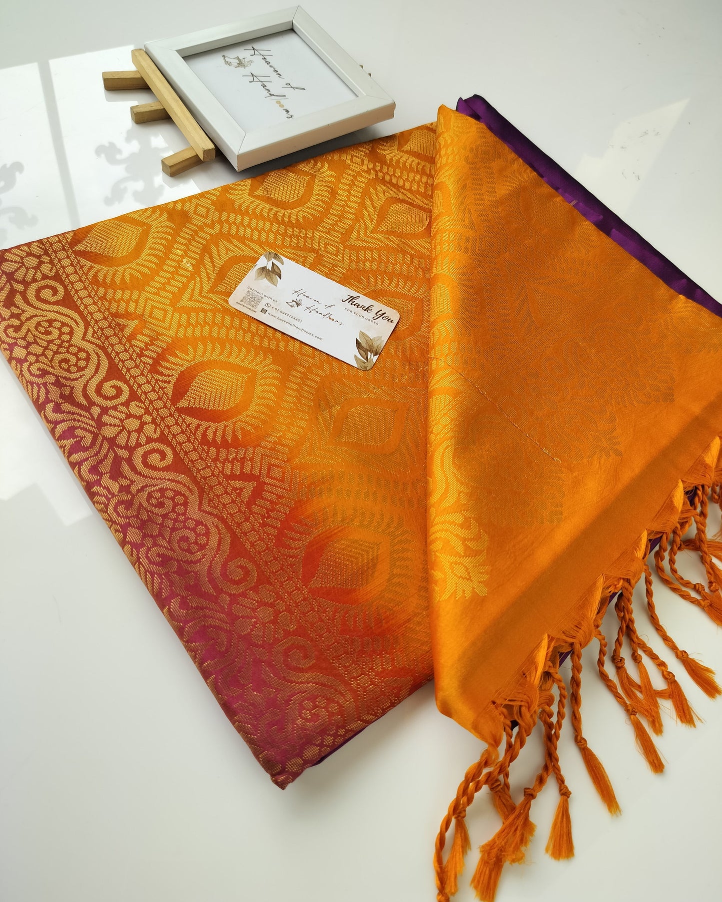 Vegan Silk Saree - Dark Purple Poo Butta