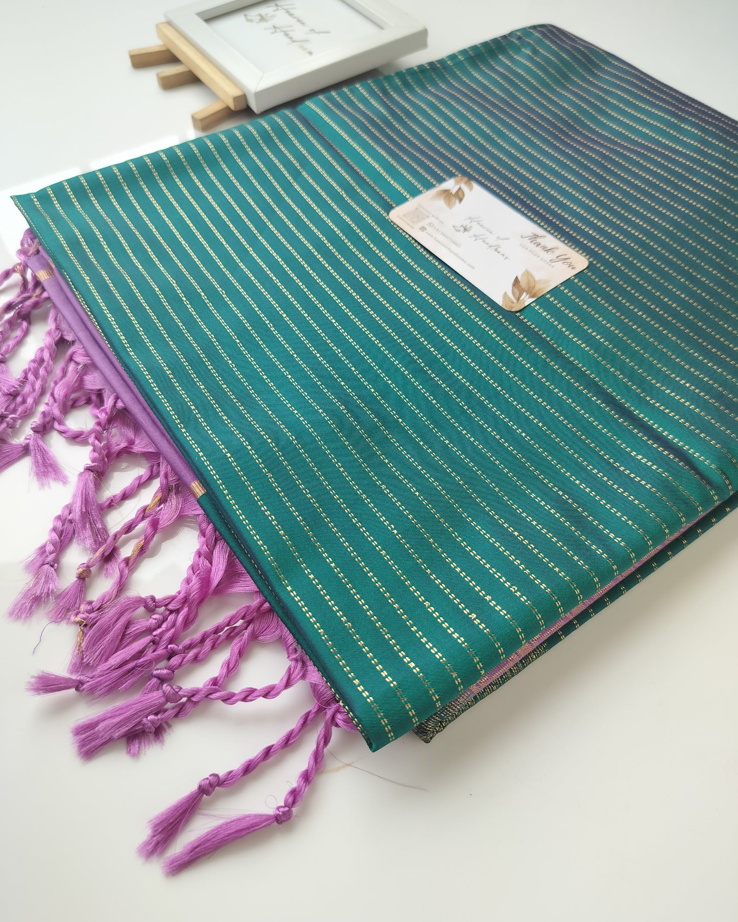 Vegan Silk Saree - Pine Green Vairaoosi