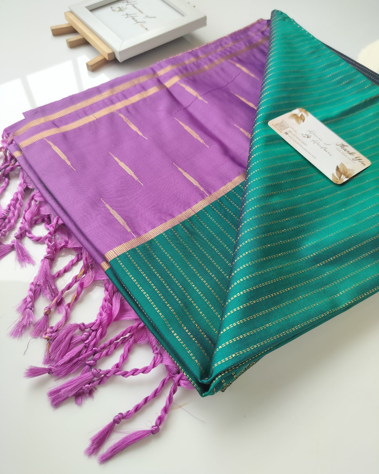 Vegan Silk Saree - Pine Green Vairaoosi