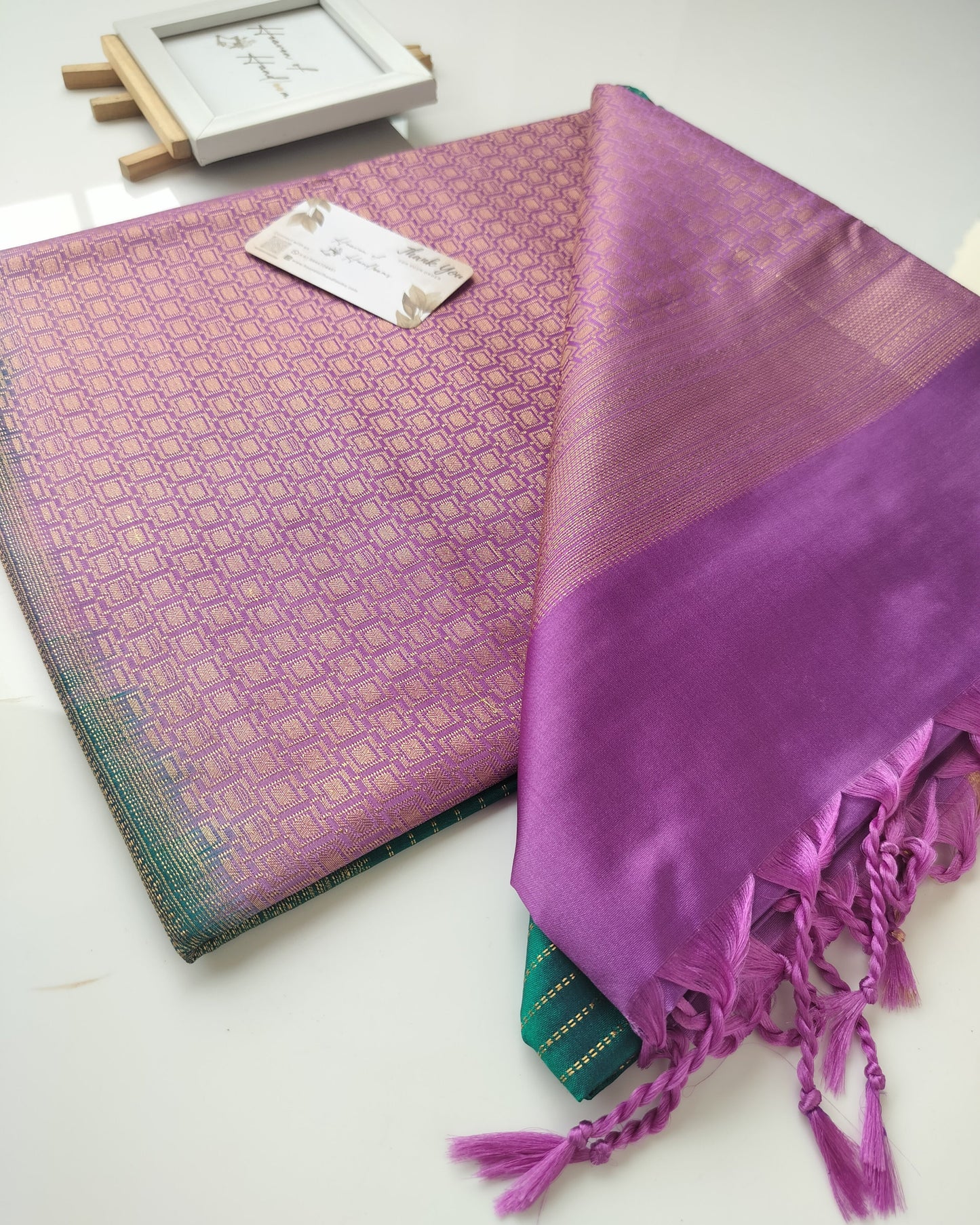 Vegan Silk Saree - Pine Green Vairaoosi