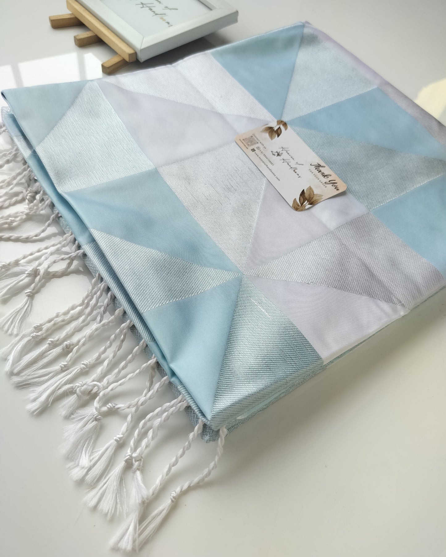 Vegan Silk Saree - Ice Blue Pearl