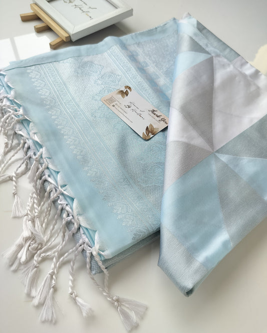 Vegan Silk Saree - Ice Blue Pearl