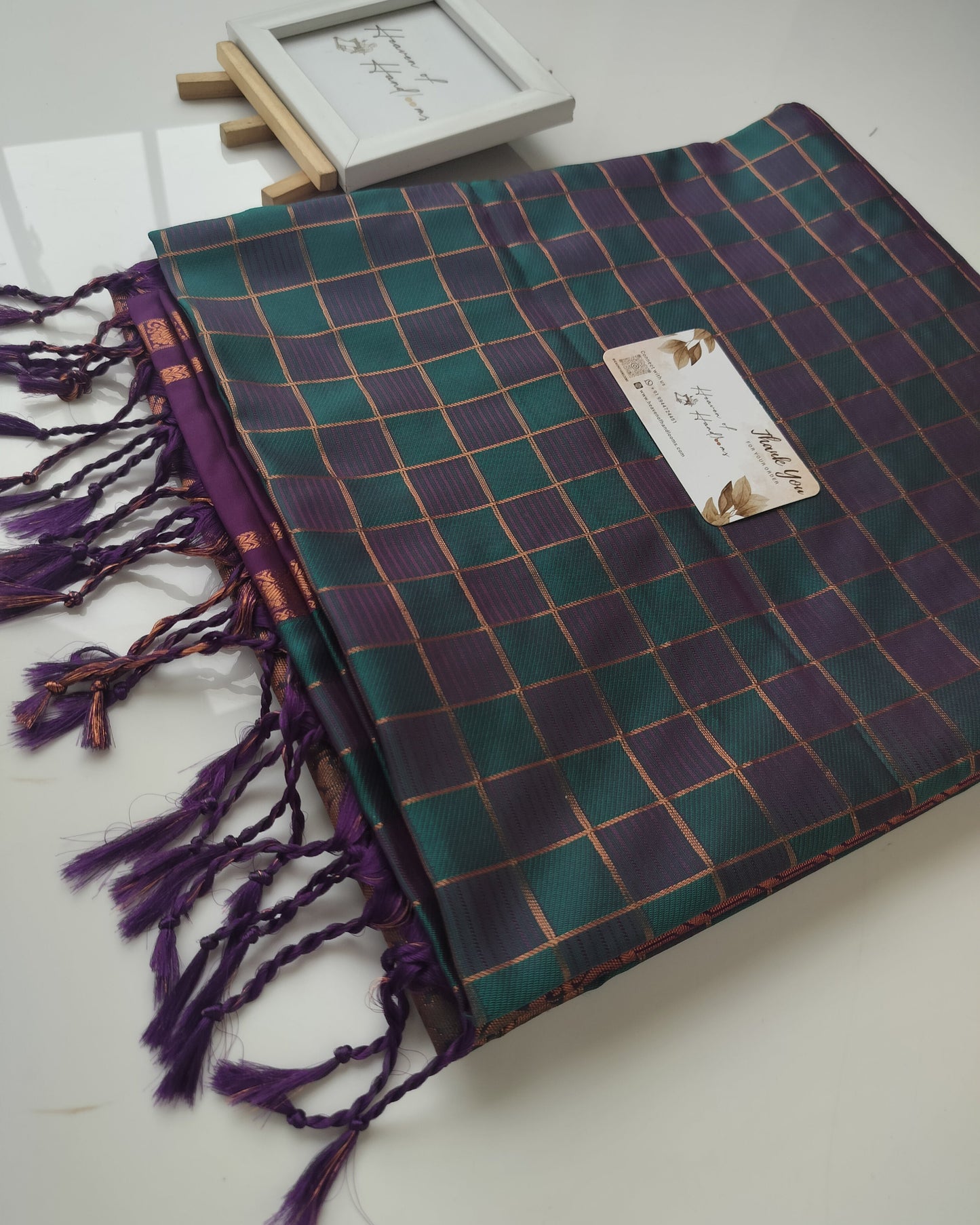 Vegan Silk Saree - Black Currant  RettaPet Border