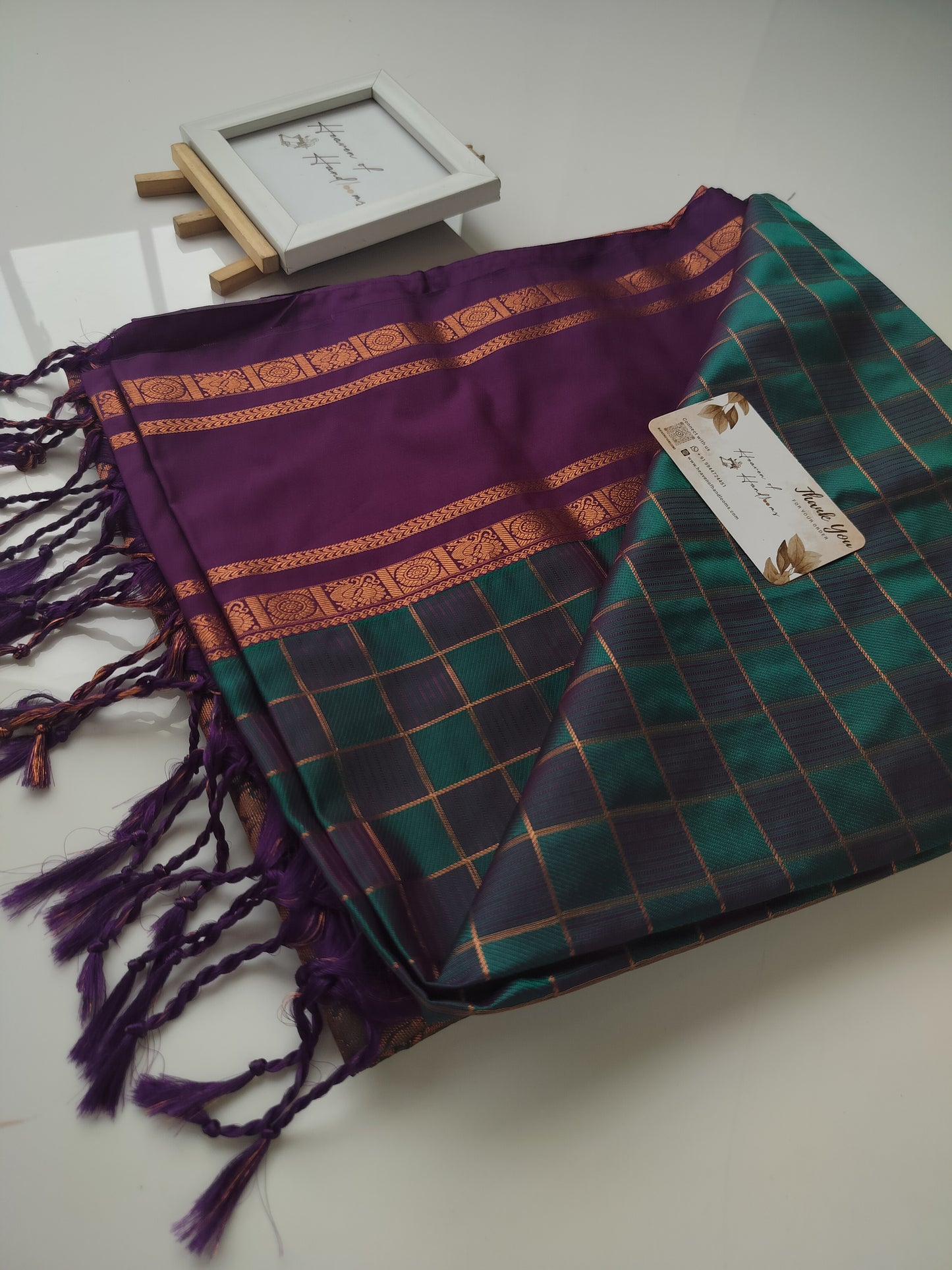 Vegan Silk Saree - Black Currant  RettaPet Border